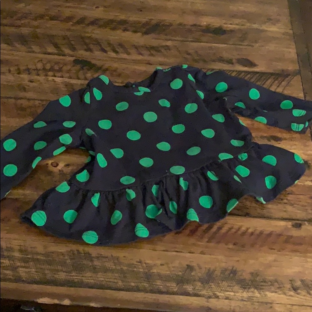 3-6M Navy & Green Large Polka Dot Peplum Top